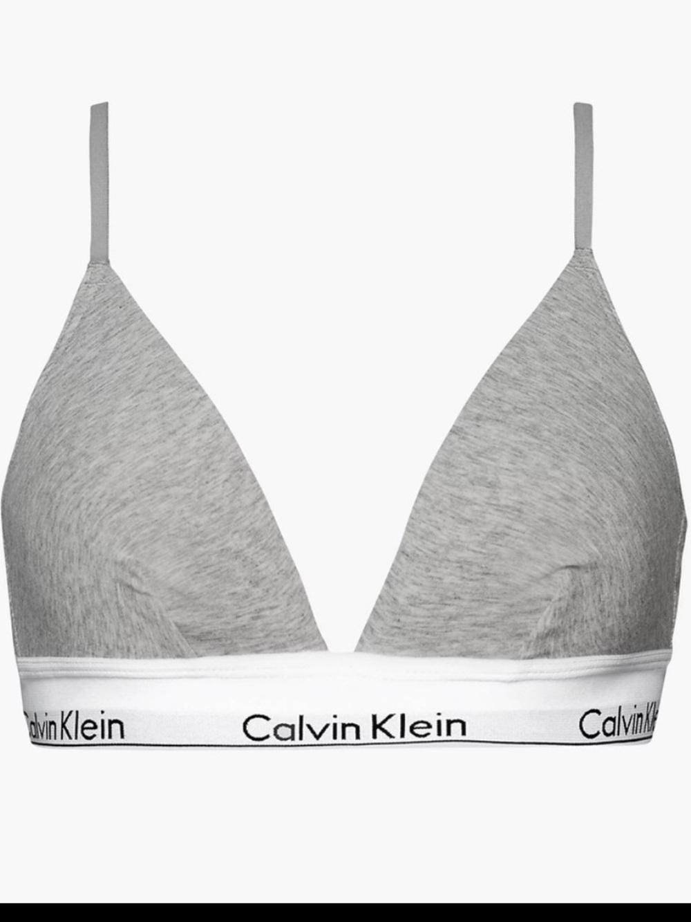 Calvin Klein Gray Triangle Bralette with White Logo Band